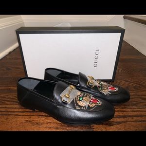 Gucci Loafers Black Tiger Embroidered Size 10 New